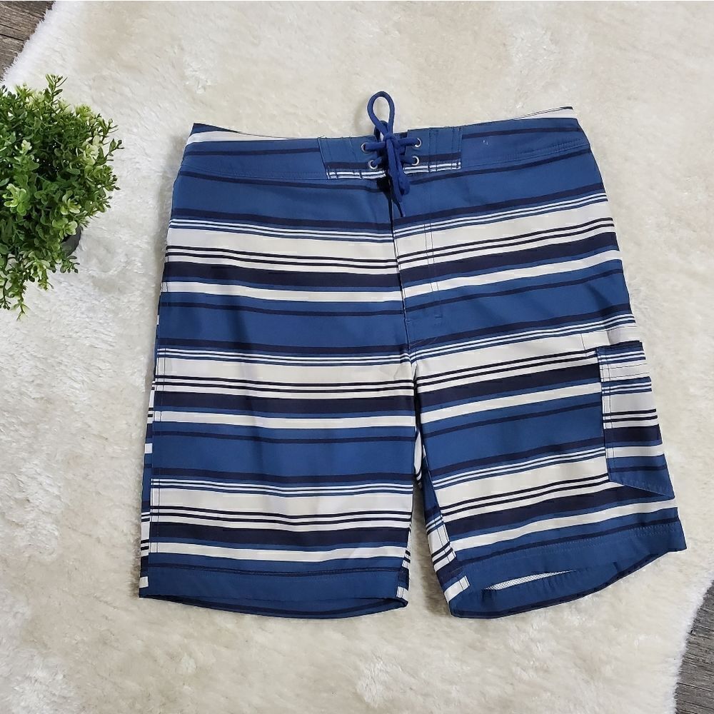 J. by J. Crew Flex Blue Striped Swim Boardshorts, Size 30